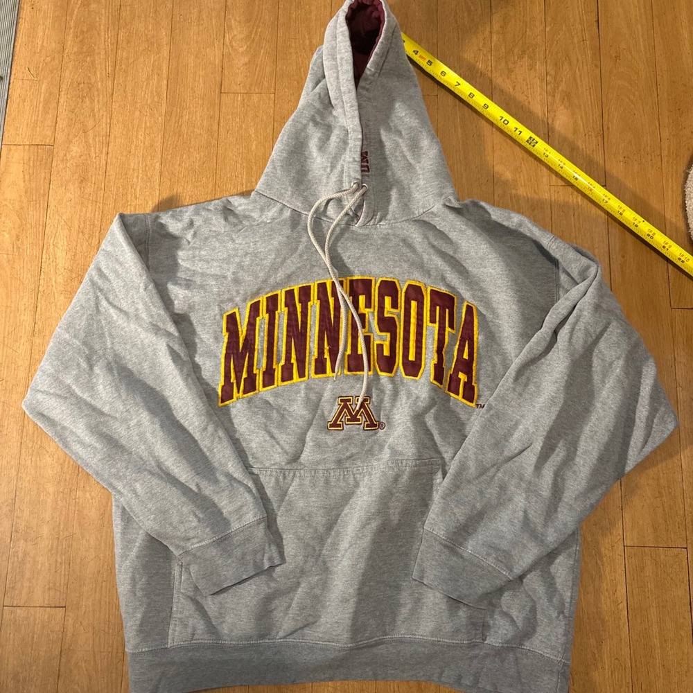 OVB Minnesota Golden Gophers Hoodie Gray Maroon Spellout Sweatshirt Mens XL